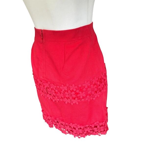J. Crew 100% Cotton Red Lace Mini Skirt | Size 0 | Gently Used - Picture 5 of 8